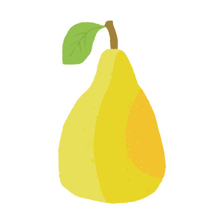 Pear fruit. Isolated cartoon style vector illustration of yellow pear with leaf.のイラスト素材