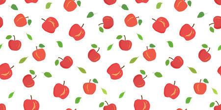 Fruit seamless pattern. Vector fruit background. Seamless texture for dress fashion print. Cartoon style apples.のイラスト素材