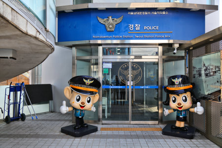 SEOUL, SOUTH KOREA - APRIL 8, 2023: Korean Police Station in Namdaemun district in Seoul.のeditorial素材