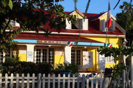 GUADELOUPE, FRANCE - DECEMBER 5, 2019: Local government building (Mairie) in Terre De Haut island of Les Saintes in Guadeloupe.のeditorial素材