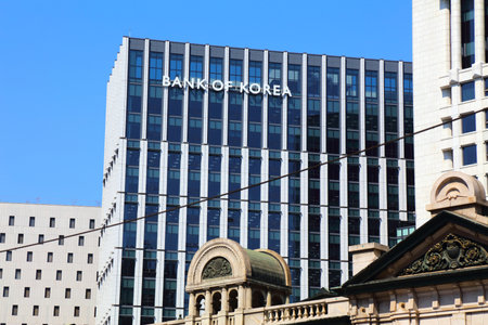 SEOUL, SOUTH KOREA - APRIL 9, 2023: Bank of Korea building in Seoul. The Bank of Korea is the central bank of the Republic of Korea and issuer of Korean Republic won.のeditorial素材