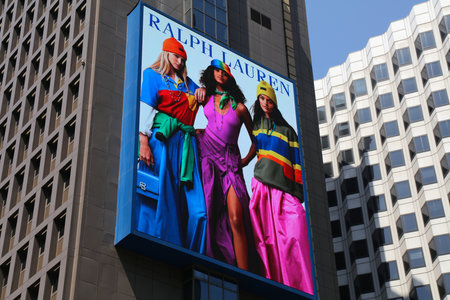 SEOUL, SOUTH KOREA - APRIL 7, 2023: Ralph Lauren large fashion advertising display in Seoul, South...