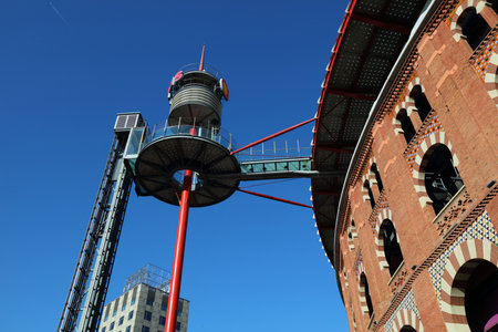BARCELONA, SPAIN - OCTOBER 8, 2021: Arenas de Barcelona building in Spain. Formerly a famous bullring stadium, now it is converted to a shopping mall.のeditorial素材