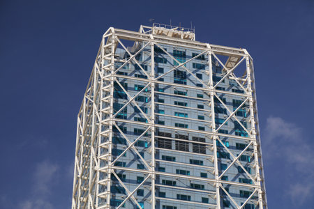 BARCELONA, SPAIN - OCTOBER 7, 2021: Hotel Arts modern building in Barcelona. The luxury hotel is operated by Ritz-Carlton.のeditorial素材