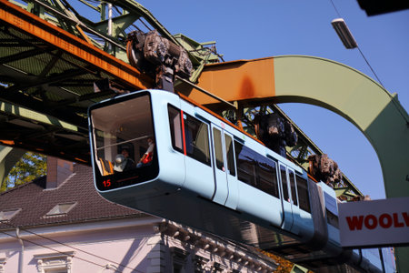 WUPPERTAL, GERMANY - SEPTEMBER 19, 2020: Wuppertaler Schwebebahn (Wuppertal Suspension Railway)...