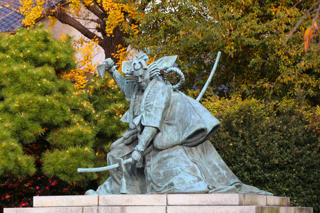 TOKYO, JAPAN - NOVEMBER 29, 2016: Statue of Ichikawa Danjuro IX, legendary kabuki theater actor next to Sensoji Temple in Asakusa, Tokyo.のeditorial素材