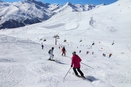 Mayrhofen ski resort - Austrian Alps winter in Tyrol. Snow in Austria.のeditorial素材