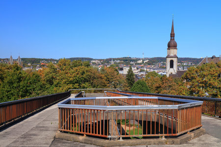 Wuppertal city in Germany. Cityscape of Elberfeld district, Wuppertal.のeditorial素材