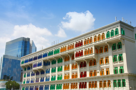 SINGAPORE CITY, SINGAPORE - FEBRUARY 2, 2009: Old Hill Street Police Station building in Singapore City. The landmark houses Ministry of Communications and Information of Singapore Government.のeditorial素材