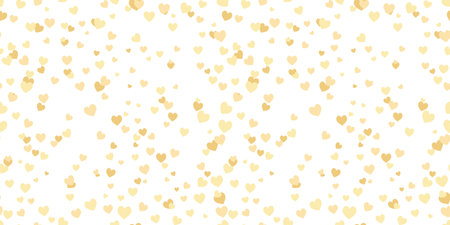Seamless heart shape pattern. Heart confetti, gold colored.のイラスト素材