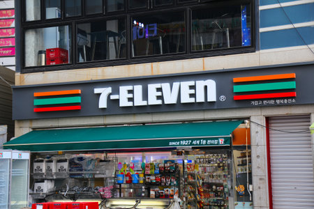 BUSAN, SOUTH KOREA - MARCH 29, 2023: 7-Eleven brand convenience store in Busan, South Korea.