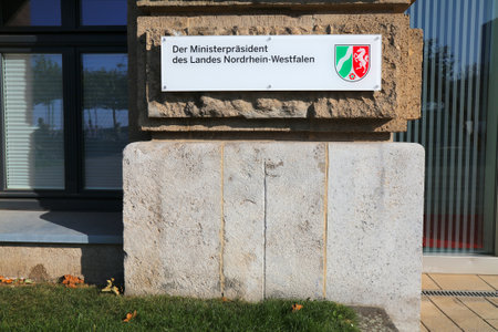 DUSSELDORF, GERMANY - SEPTEMBER 19, 2020: Office of Minister-President of North Rhine-Westphalia (German: Ministerpraesident des Landes Nordrhein-Westfalen), building in Dusseldorf.のeditorial素材