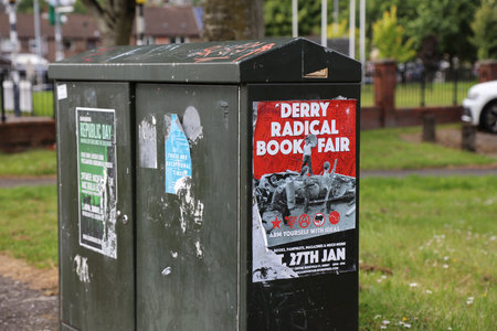 DERRY, UK - JUNE 24, 2024: Radical pro independence, nationalism and republicanism movement poster...