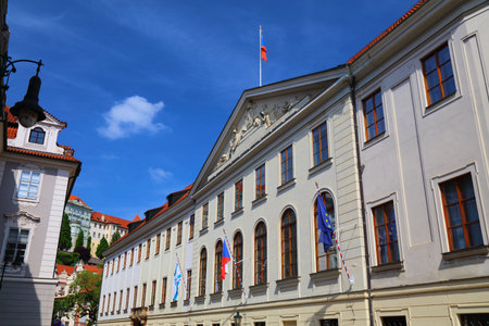 Parliament of Czech Republic. Prague landmark - Thun Palace (Thunovsky Palac). The building houses the Chamber of Deputies of the Czech Republic, lower house of the parliament.の写真素材