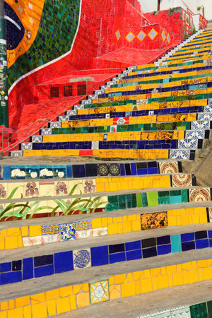 RIO DE JANEIRO, BRAZIL - OCTOBER 19, 2014: Selaron Steps in Rio de Janeiro. The landmark was created...