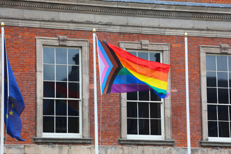 LGBTQ rainbow flag flown in Dublin Castle, Ireland.