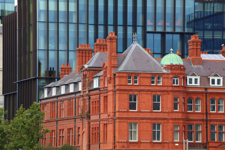Historic office building in North Wall Quay in Dublin, Ireland. Architecture of Dublin.