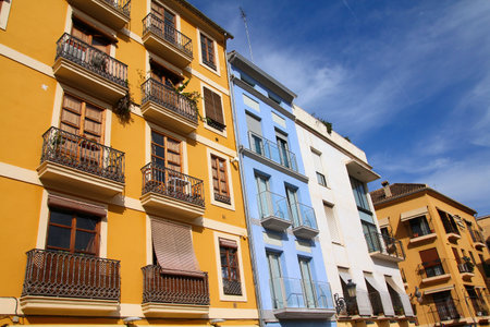 Valencia city, Spain. Street view with residential architecture.の写真素材