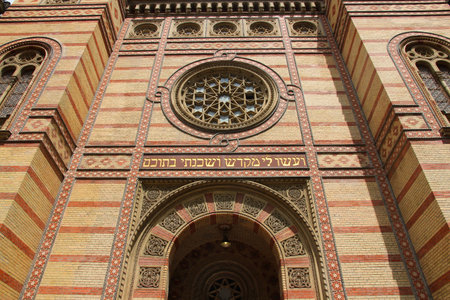 Synagogue in Budapest, Hungary. Dohany Street Synagogue. Old religious landmark.の写真素材