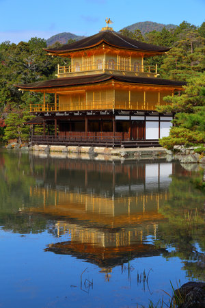 Landmark of Kyoto, Japan. Golden Pavilion. UNESCO World Heritage Site.の写真素材