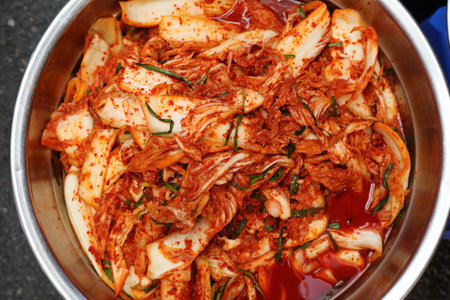 Kimchi cabbage - Korean food at traditional Gwangjang Market in Jongno district of Seoul, South Korea.の写真素材