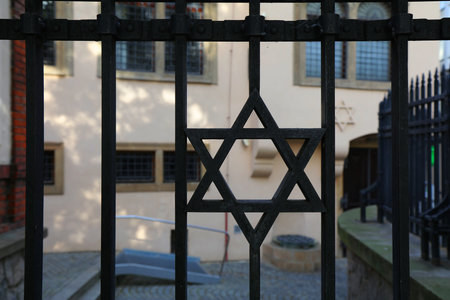 Jewish symbol Star of David in Josefov district in Prague, Czech Republic.