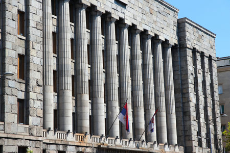 Constitutional Court of the Republic of Serbia. Courthouse building in Belgrade, Serbia. Serbian language name: Ustavni sud Republike Srbije.の写真素材