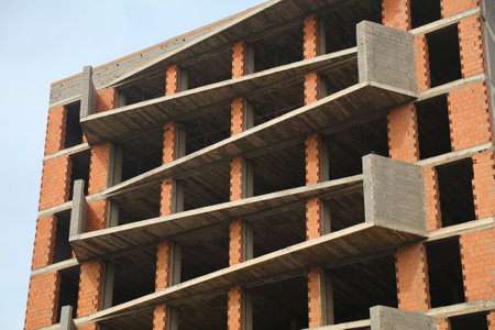 Modern office building construction in Casablanca city, Morocco.の写真素材