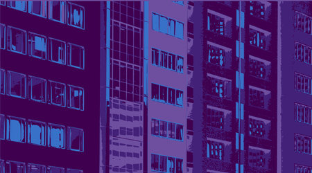 City background - simple colorful city illustration. Conceptual urban graphic design.のイラスト素材