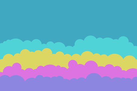 Sky and clouds vector illustration. Simple cartoon colorful sky background. Flat vector design with copyspace.のイラスト素材