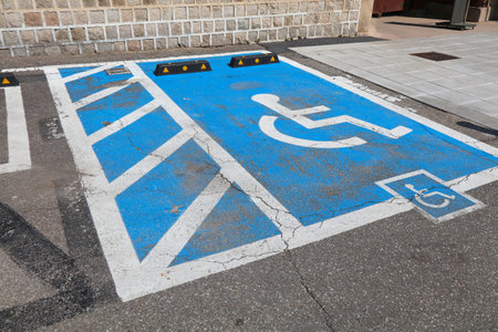 Accessible parking space. Disabled street parking spot in Seoul, South Korea.の写真素材