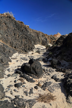 Barranco Encantado rock canyon landscape (aka Barranco de los Enamorados). Natural tourist...