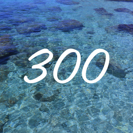 300 number sign. 300 milestone banner for social media. Number of likes, fans or followers...