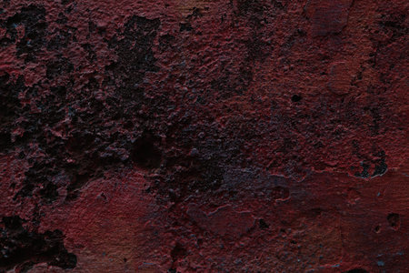 Old dark background. Dark vintage red distressed wall texture. Grunge background.の写真素材