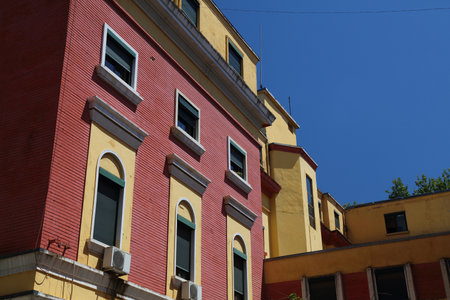 Ministry of Finance (Ministria e Financave) of Albanian government. Governmental building in Tirana, Albania.の写真素材