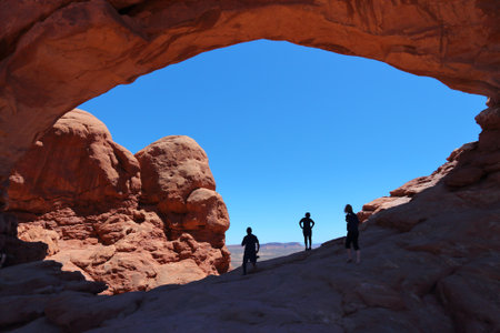Natural landscape in Utah, USA. The Window in Arches National Park. American landscape.