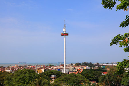 Malacca city in Malaysia. Skyline with Taming Sari gyro tower.の写真素材