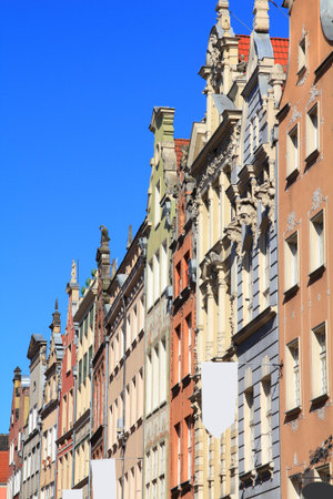 Gdansk Old Town in Poland. Architecture at Dluga street (Ulica Dluga), Gdansk.