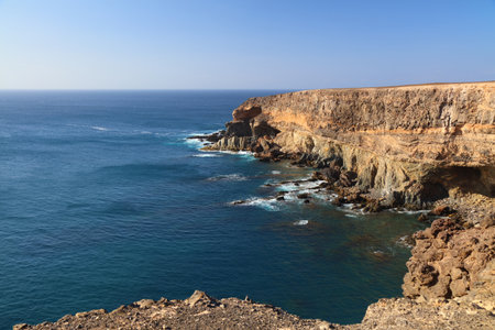 Sea caves landscape in Ajuy in Fuerteventura island of Canary Islands, Spain. Cuevas de Ajuy.
