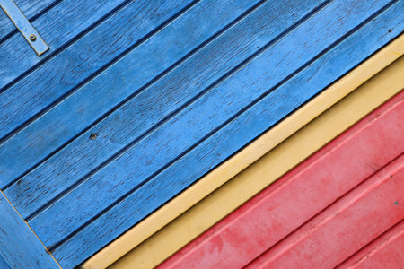 Colorful Creole architecture texture. Painted wooden background.の写真素材