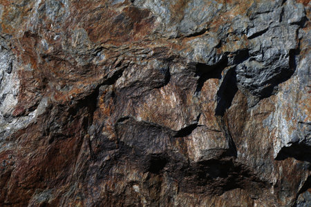 Mica schist medium-grained metamorphic rock in Spain. Metamorphic rock from Paleozoic geological era...