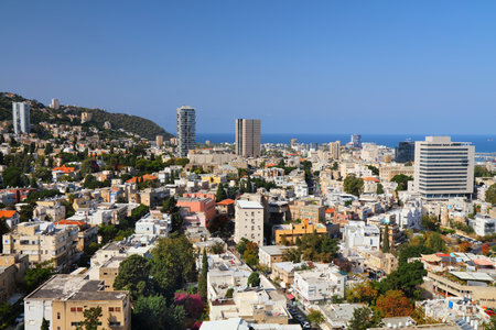 Haifa city, Israel. Cityscape of Haifa with downtown Lower City.の写真素材