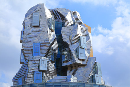 ARLES, FRANCE - OCTOBER 1, 2021: Tour Luma building in Arles, France. Tour Luma is a local arts centre, and was designed by Frank Gehry.のeditorial素材