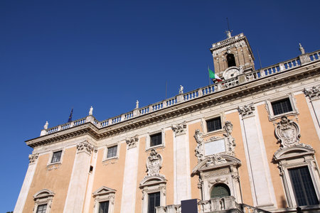 Capitoline Hill in Rome city, Italy. Beautiful old architecture - Palazzo Senatorio.の写真素材
