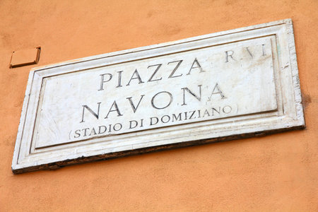 Piazza Navona square in Rome, Italy. Piazza Navona sign.の写真素材