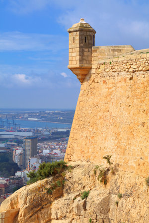 Alicante city view from Castle of Santa Barbara. Alicante in Valencian Community (Comunidad Valenciana), Spain.の写真素材