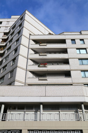 GELSENKIRCHEN, GERMANY - SEPTEMBER 17, 2020: Apartment building in Gelsenkirchen, Germany. Official name of the building is City-Wohnanlage, but locals named it White Giant (Weisser Riese).のeditorial素材