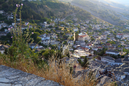 Gjirokaster Old Town summer view in Albania. UNESCO World Heritage site.の写真素材