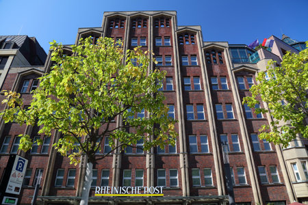 DUSSELDORF, GERMANY - SEPTEMBER 19, 2020: Rheinische Post newspaper head office in Dusseldorf, Germany. Rheinische Post is one of most popular newspapers in Germany.のeditorial素材