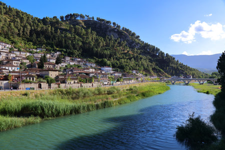 Berat Old Town in Albania. UNESCO World Heritage site. Gorica district.